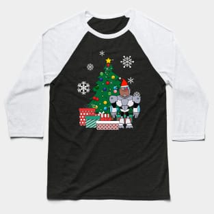 Teen Titans Cyborg Around The Christmas Tree Baseball T-Shirt